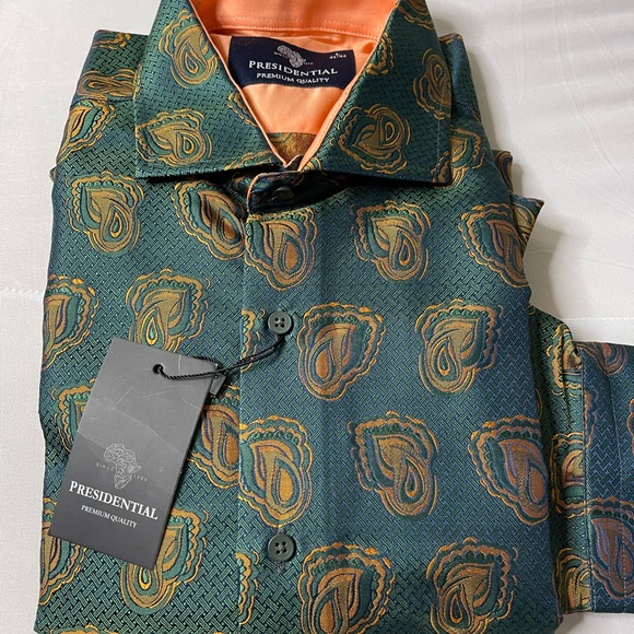 Presidential Set Of 2 Magic Swirl –Men’s Jacquard Satin Luxury Formal Shirt